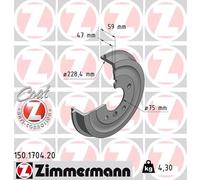 2x Tamburo freno rivestito 150.1704.20 ZIMMERMANN per BMW 3 3 Coupé 3 Cabriolet