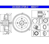 Tamburo freno Assale posteriore per CITROËN PEUGEOT 1007 206 206 Van 206+ C2 C2