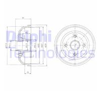Tamburo freno BF471 DELPHI per OPEL