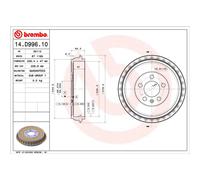 Brembo Tamburo freno 14.D996.10 per VW, SEAT, Audi, Skoda