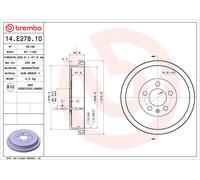 2x Tamburo freno 14.E278.10 BREMBO per VW SKODA