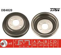 Tamburo freno DB4020 TRW per HONDA CIVIC V Hatchback CIVIC V Tre volumi CAPA