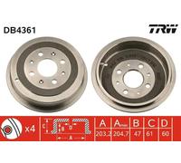 TRW Tamburo freno DB4361 - singolo per Vauxhall Fiat Opel assale posteriore