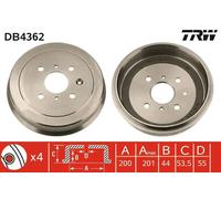 Tamburo freno DB4362 TRW per CITROËN PEUGEOT TOYOTA
