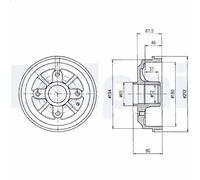 Tamburo freno DELPHI BF324 per PEUGEOT 206 Van 1.1 2002-2007