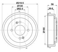 HELLA 8DT 355 303-031 Tamburo freno