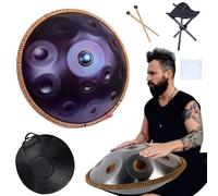Tamburo Handpan, 12 Toni Strumento Handpan In Acciaio Da 22 Pollici 440/432h Oro In Re Minore Tamburo Per Lingua Con Borsa Morbida Per Handpan, Mazze, Supporto Per Tamburo A Mano(432Hz)