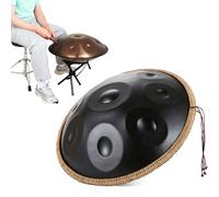 Tamburo Handpan 440 Hz Re Minore, 9/10/12 Note 22 Pollici Tamburo in Acciaio con Borsa Morbida, Mazze Per, Tripode, Strumento a percussione Per La, Yoga(Black,12 Notes)