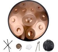 TAMBURO HANDPAN 9/10/12 Note Handpan in acciaio 440hz/432hz Strumento tamburo a mano in acciaio da 22 pollici in re minore Percussione armonica for la guarigione del suono, meditazione personale(Gold,