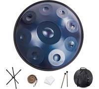 TAMBURO HANDPAN 9/10/12 Note Handpan in acciaio 440hz/432hz Strumento tamburo a mano in acciaio da 22 pollici in re minore Percussione armonica for la guarigione del suono, meditazione personale(Blue,