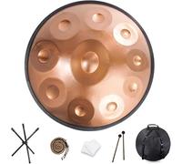 TAMBURO HANDPAN 9/10/12 Note Handpan in acciaio 440hz/432hz Strumento tamburo a mano in acciaio da 22 pollici in re minore Percussione armonica for la guarigione del suono, meditazione personale(Gold,