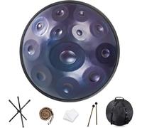 TAMBURO HANDPAN 9/10/12 Note Handpan in acciaio 440hz/432hz Strumento tamburo a mano in acciaio da 22 pollici in re minore Percussione armonica for la guarigione del suono, meditazione personale(Blue,
