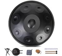 Tamburo Handpan A 9/10/12 Note, Strumento Di Percussione A 440 Hz Per Principianti E Musicisti Professionisti, Hand Pan Drum Da 56 Cm Con Treppiede Per Tamburo, Bacchette E Borsa(Nero,9)