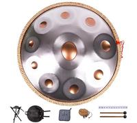 Tamburo Handpan A 9/10/12 Note, Strumento Di Percussione A 440 Hz Per Principianti E Musicisti Professionisti, Hand Pan Drum Da 56 Cm Con Treppiede Per Tamburo, Bacchette E Borsa(Argento,9)