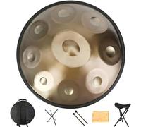 Tamburo Handpan, D Minor 9 Note 440Hz Tamburo in acciaio, Strumento Handpan in Acciaio per Adulti, 2 Bacchette Handpan, Supporto Handpan, per Meditazione Personale Musicoterapista