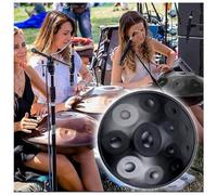 Tamburo Handpan Da 22 Pollici Con Supporto Strumento A Percussione Handpan Per La Guarigione Sonora, Meditazione Personale, Percussioni Handpan, Tamburo A Mano In Acciaio Per Adulti, Handpan(Black,12