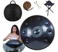 Tamburo Handpan Da 56cm In D Minor 432 Hz/440 Hz Handpan Drum 9/10/12 Note Percussioni Armoniche Hand Pan Per La Produzione Audio Yoga, Con Mazze Handpan(Color:Blue,Size:10 Notes(432HZ))