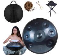 Tamburo Handpan Da 56cm In D Minor 432 Hz/440 Hz Handpan Drum 9/10/12 Note Percussioni Armoniche Hand Pan Per La Produzione Audio Yoga, Con Mazze Handpan(Color:Blue,Size:9 Notes(432HZ))