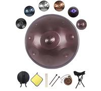 Tamburo Handpan in Acciaio da 22 Pollici, 432 Hz 440 Hz | Strumento A Percussione 9/10/12 Note D Minor | con Bag, Bacchette e Il Sopporto per Meditazione, Yoga e Musicoterapia(Marrone,432HZ/12Note)