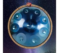 Tamburo Handpan In Acciaio Da 22 Pollici, Tamburo Handpan In Re Minore 9/10/12 Note Per Adulti E Bambini, Strumento A Percussione Armonico 432Hz Con Custodia Handpan E Mazze(Blue,12Notes)