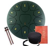 Tamburo In Acciaio, 11 Note 10 Pollici Tamburo Steel Handpan Strumento A Percussione con Music Book E Rich Accessori per Meditazione Yoga Sound Healing,Green