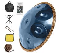 Tamburo in Acciaio 432Hz Handpan Drum per Adulti 9/10/12 Note Strumento in Acciaio con Custodia, Bacchette Tamburo Handpan per Meditazione Yoga(Blu,10 Notes)