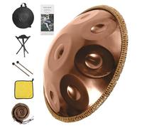 Tamburo in Acciaio 432Hz Handpan Drum per Adulti 9/10/12 Note Strumento in Acciaio con Custodia, Bacchette Tamburo Handpan per Meditazione Yoga(Oro,9 Notes)