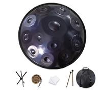 Tamburo in Acciaio 440 Hz Handpan Drum 9/10/12 Note 22 Pollici in Re Minore con Soft Hand Pan Bag, 2 Bacchette e il Sopporto (Blu, 12 Notes)
