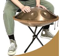 Tamburo in Acciaio 440 Hz Handpan Drum 9/10/12 Note 22 Pollici in Re Minore con Soft Hand Pan Bag, 2 Bacchette e il Sopporto (Oro, 12 Notes)