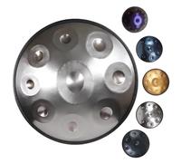Tamburo in Acciaio 9 note 432Hz/440Hz scala re minore Tamburo Per Handpan Strumento a percussione con borsa per il trasporto, 2 Mazze Per Handpan, Supporto per handpan e panno antipolvere(Silver,440Hz