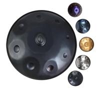 Tamburo in Acciaio 9 note 432Hz/440Hz scala re minore Tamburo Per Handpan Strumento a percussione con borsa per il trasporto, 2 Mazze Per Handpan, Supporto per handpan e panno antipolvere(Nero,440Hz)