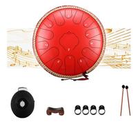 Tamburo in Acciaio a 13 Pollici, Steel Tongue Drum, chiave in do 15 Note, Tamburo Handpan, Strumento a Percussione con Bacchette per Tamburi e Borsa,H