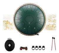Tamburo in Acciaio a 13 Pollici, Steel Tongue Drum, chiave in do 15 Note, Tamburo Handpan, Strumento a Percussione con Bacchette per Tamburi e Borsa,F