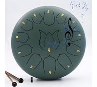 Tamburo in acciaio con lingua, tamburo antipioggia da 12 pollici per giardino esterno, tamburo a mano in acciaio con nota chiave con borsa, libro di musica, bacchette(Color:B)