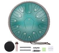 Tamburo in acciaio da 30,5 cm, 15 note: set di tamburi a mano con mazze per libri musicali, borsa per il trasporto, strumento a mano per adulti, educazione musicale, meditazione, yoga, chakra (verde)