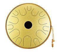 Tamburo in acciaio da 35,5 cm a 14 note, tamburo a percussione per adulti con borsa da viaggio e mazzuole per meditazione regalo zen per bambini, viaggi, feste (colore: giallo)