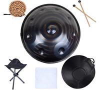 Tamburo in Acciaio per Handpan A 440 Hz 9 Note 22 Pollici in Re Minore, Mazze Resistenti E Panno Privo di Polvere, 9 Note-d3 A3 Bb3 C4 D4 E4 F4 G4 A4, con Supporto per Handpan, Blue
