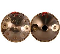 Tamburo in Acciaio per handpan da 432 Hz, percussioni per Tamburo per handpan Dorato, Note 9/10/12/14 ''Gold Performer'' da 22 Pollici in re minore con Custodia Morbida per handpan