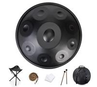 Tamburo in Acciaio per handpan da 432 Hz, percussioni per Tamburo per handpan Dorato, Note 9/10/12/14 ''Gold Performer'' da 22 Pollici in re minore con Custodia Morbida per handpan (Color : Schwarz,