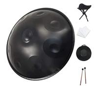Tamburo in Acciaio per handpan da 432 Hz, percussioni per Tamburo per handpan Dorato, Note 9/10/12/14 ''Gold Performer'' da 22 Pollici in re minore con Custodia Morbida per handpan (Color : Schwarz,