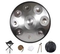 Tamburo in Acciaio per handpan da 432 Hz, percussioni per Tamburo per handpan Dorato, Note 9/10/12/14 ''Gold Performer'' da 22 Pollici in re minore con Custodia Morbida per handpan (Color : Silver,