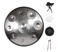 Tamburo in Acciaio per handpan da 432 Hz, percussioni per Tamburo per handpan Dorato, Note 9/10/12/14 ''Gold Performer'' da 22 Pollici in re minore con Custodia Morbida per handpan (Color : Silver,