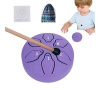 Tamburo in acciaio per, tamburo da pioggia per esterno | 6 note da 3 pollici tamburo etereo per la meditazione - Strumento di Percussione a Handpan con libro musicale per il