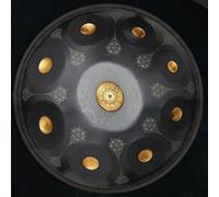 Tamburo Mandala Handpan in Re Minore, Tamburo a Mano in Acciaio con Note 9/10/12, Strumento a Tamburo Premium con Borsa Soft Handpan, Mazze Handpan, Supporto Handpan,Nero,10 n