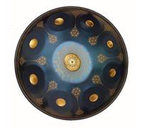 Tamburo Mandala Handpan in Re Minore, Tamburo a Mano in Acciaio con Note 9/10/12, Strumento a Tamburo Premium con Borsa Soft Handpan, Mazze Handpan, Supporto Handpan,Blu,12 no