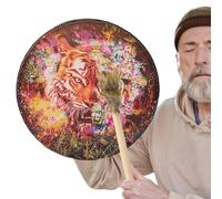 Tamburo mano sciamanico, Tamburo mano sciamanico | Tamburo mano da sciamano in pelle PU fatto mano,Strumento sonoro sciamanico vintage con tono grande, materiale musicale spirituale