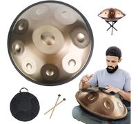 Tamburo manuale a 9 note, in re minore da 440 Hz, in acciaio, con borsa per il trasporto, supporto e mazzuole, per la guarigione del suono, la meditazione, lo yoga