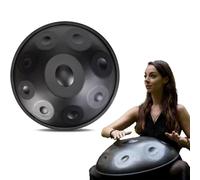 Tamburo manuale in acciaio da 432 Hz, note 9/10/12, 55 cm, con supporto per la guarigione del suono, strumento professionale a percussione in acciaio (nero, 9 note)