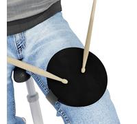 Tamburo montato al ginocchio - 13 cm Silent Portable Rehearsal Pad con cinghia + bastoni - Strumento di allenamento acustico compatto per batteristi, viaggi e uso domestico | Colore: nero