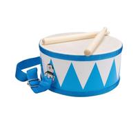 Tamburo per bambini blu bianco strumento musicale in legno con tracolla e bastoncini D: 20 cm - 3845